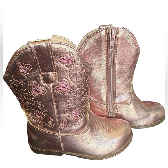 Jellypop Other - Jellypop Kids Pink Metallic Butterfly Cowgirl Boots Toddler Size 6